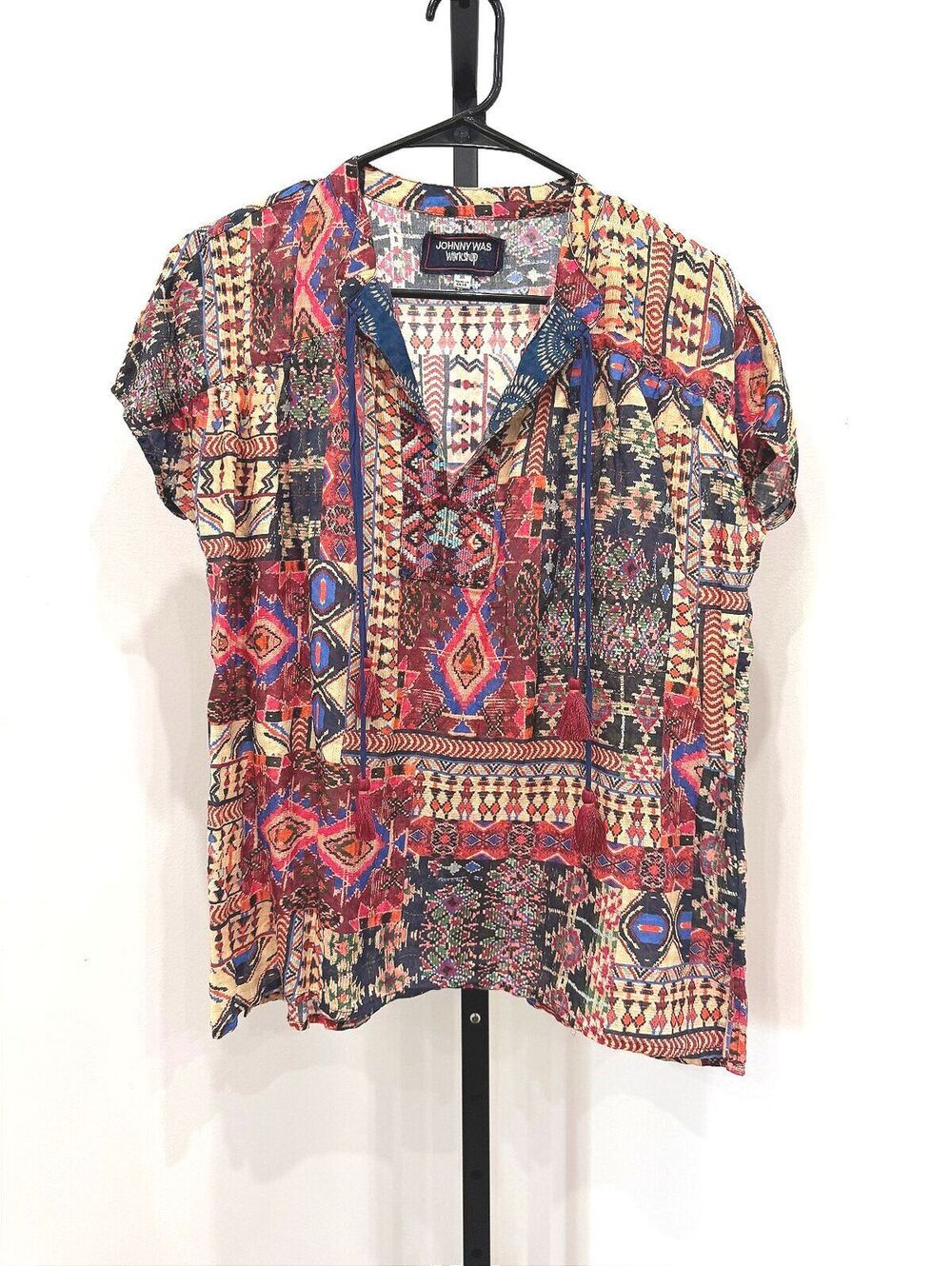 Johnny Was Women's Printed Short Sleeve Blouse XS